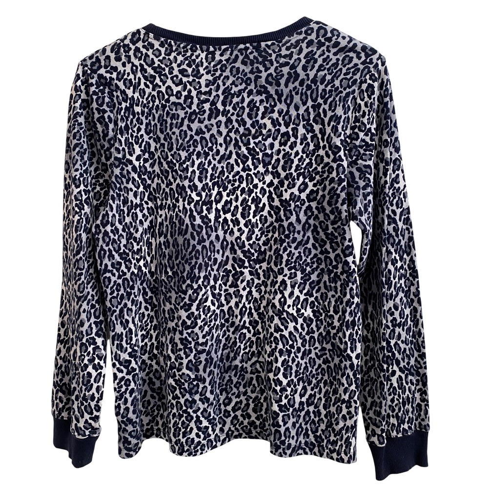 Jones New York Navy Cheetah Print Top XL‎ Long Sleeve Knit - Picture 4 of 4